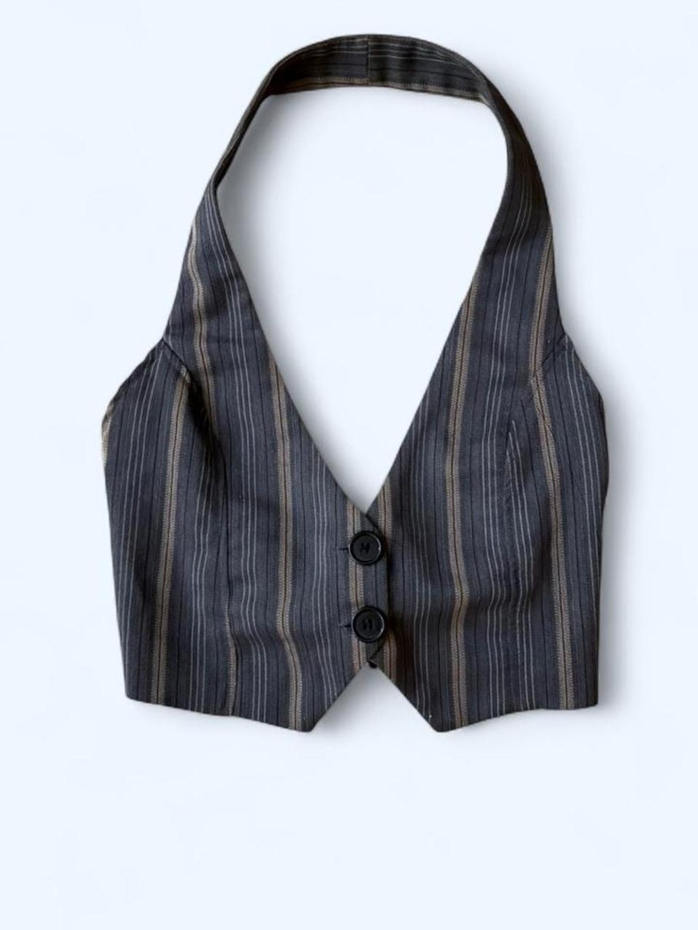 Striped Charcoal Halter Vest Top - Women
